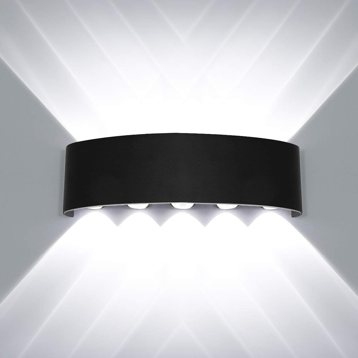 HAWEE - Lámpara de pared LED moderna de aluminio resistente al agua, ideal para interiores y exteriores, ideal para dormitorio, baño, porche, pasillo, escaleras y sala de estar, 12 W, color blanco