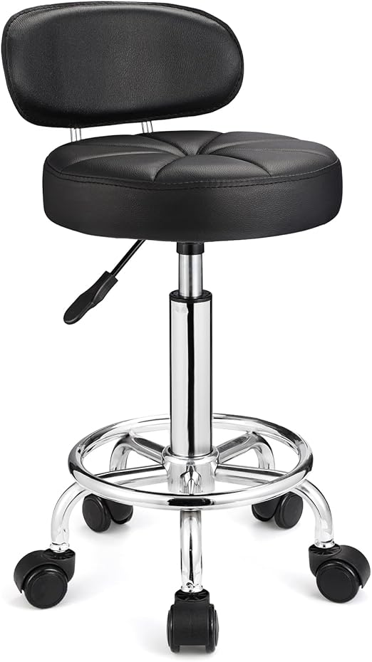 HMTOT Heces giratorias con Ruedas Altura Ajustable Balneario Respaldo Negro
