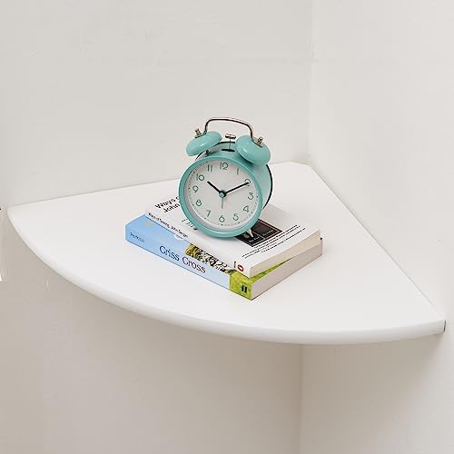 Estante de esquina blanco, estante flotante de madera de roble macizo, estante de exhibición de extremo redondo, altavoz flotante, estante de monitor de enfermería, decoración de pared para cocina, sala de estar, dormitorio de 30 cm