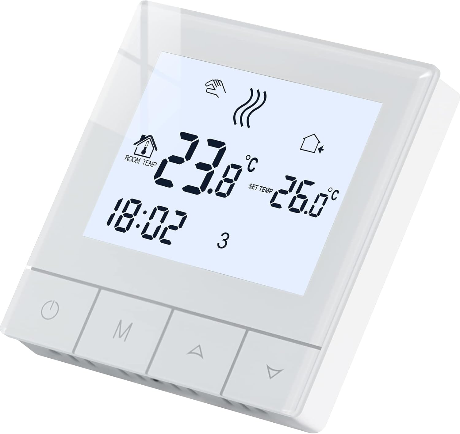 Termostato Beok para suelo radiante eléctrico, termostato de ambiente programable digitalmente, control de suelo radiante con sensor, 16 A TDS75-EP, blanco, sin WiFi