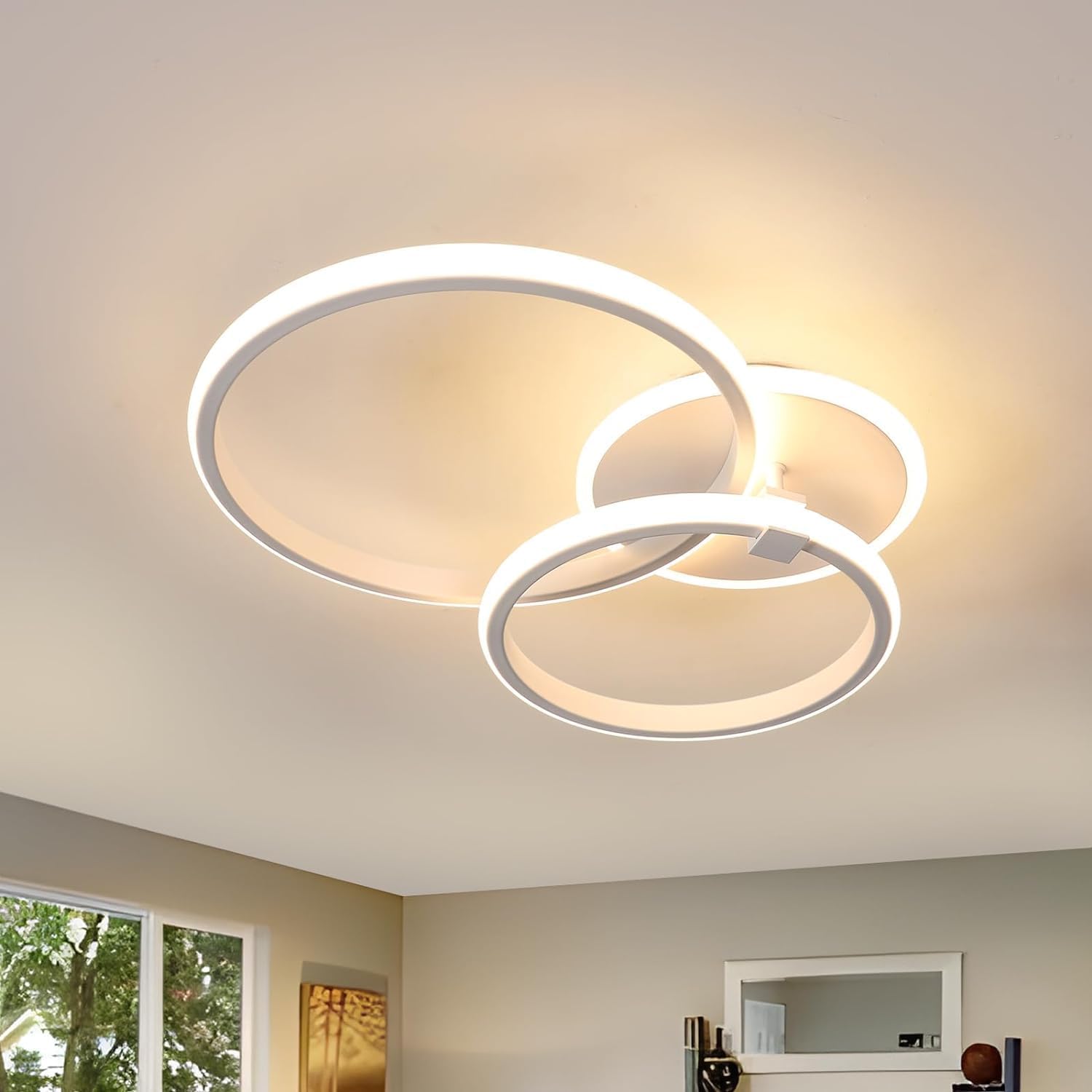 Lámpara de techo LED, 42W 4700LM, lámpara de techo LED blanco cálido (3000K), diseño moderno, color blanco, adecuada para dormitorios, salones, balcones, cocinas, pasillos y oficinas.