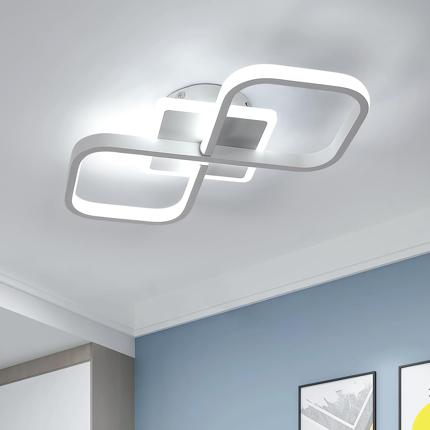 Lámpara de techo LED elegante, 36 W, 4000 lm, moderna lámpara de techo blanca para sala de estar, dormitorio, cocina, comedor, blanco frío 6500 K.