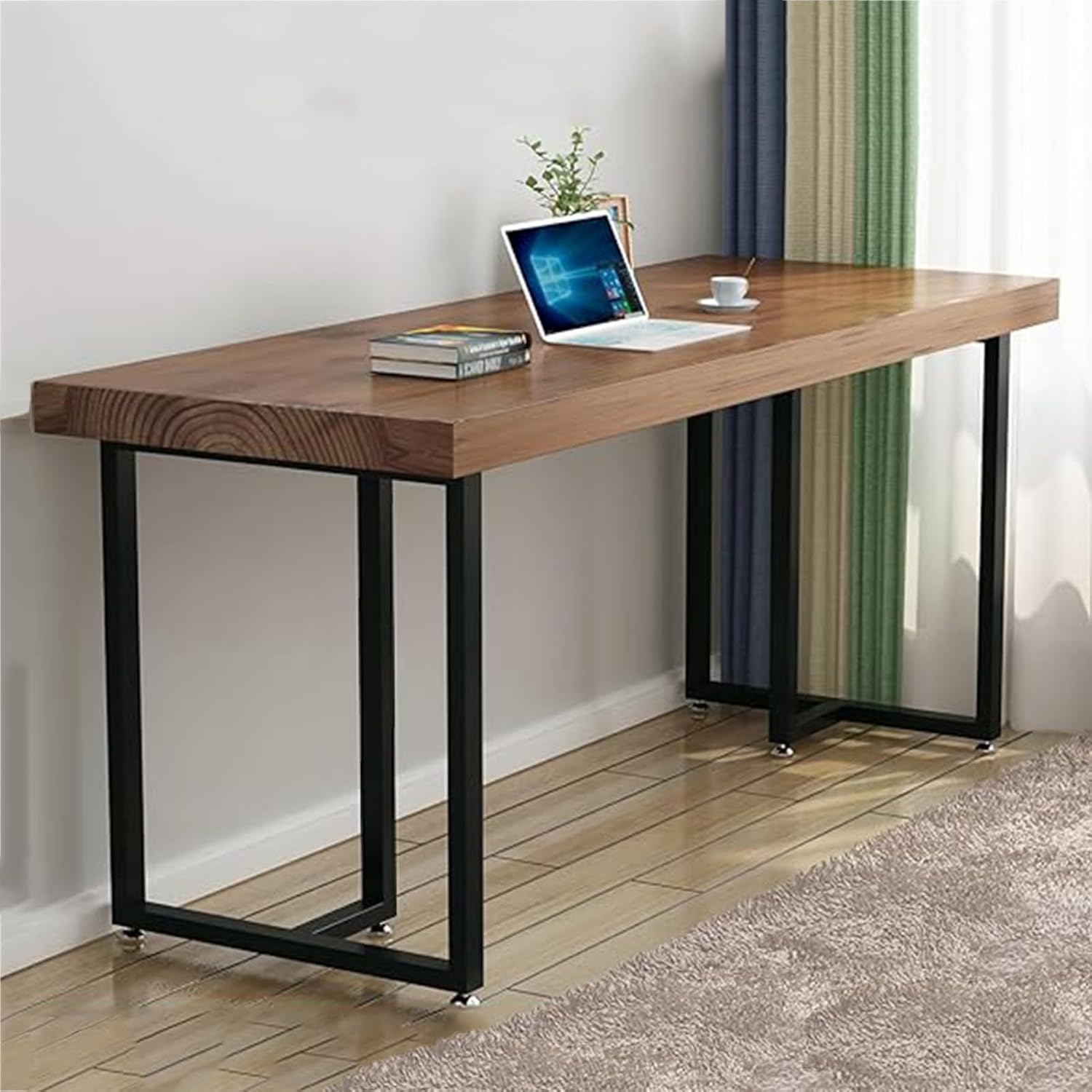 LQDMAER Paquete de 2 patas de mesa, patas rectangulares en forma de T para escritorio, patas de muebles resistentes, marcos de mesa de metal negro para sala de estar, oficina, banco, mesa de comedor (forma de T, 45x30 cm)