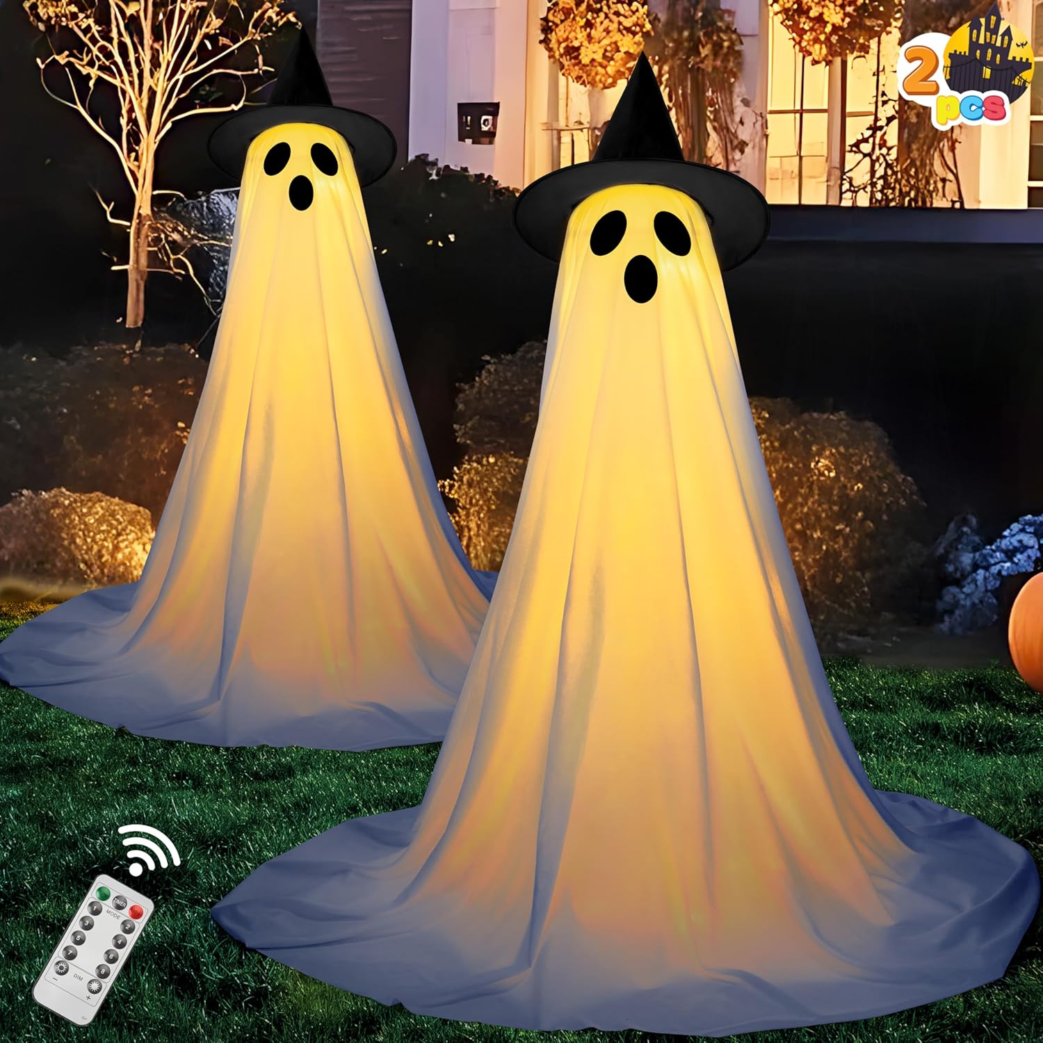 JOYIN 2 paquetes de decoraciones de Halloween para exteriores de 40 pulgadas, fantasma de pie
